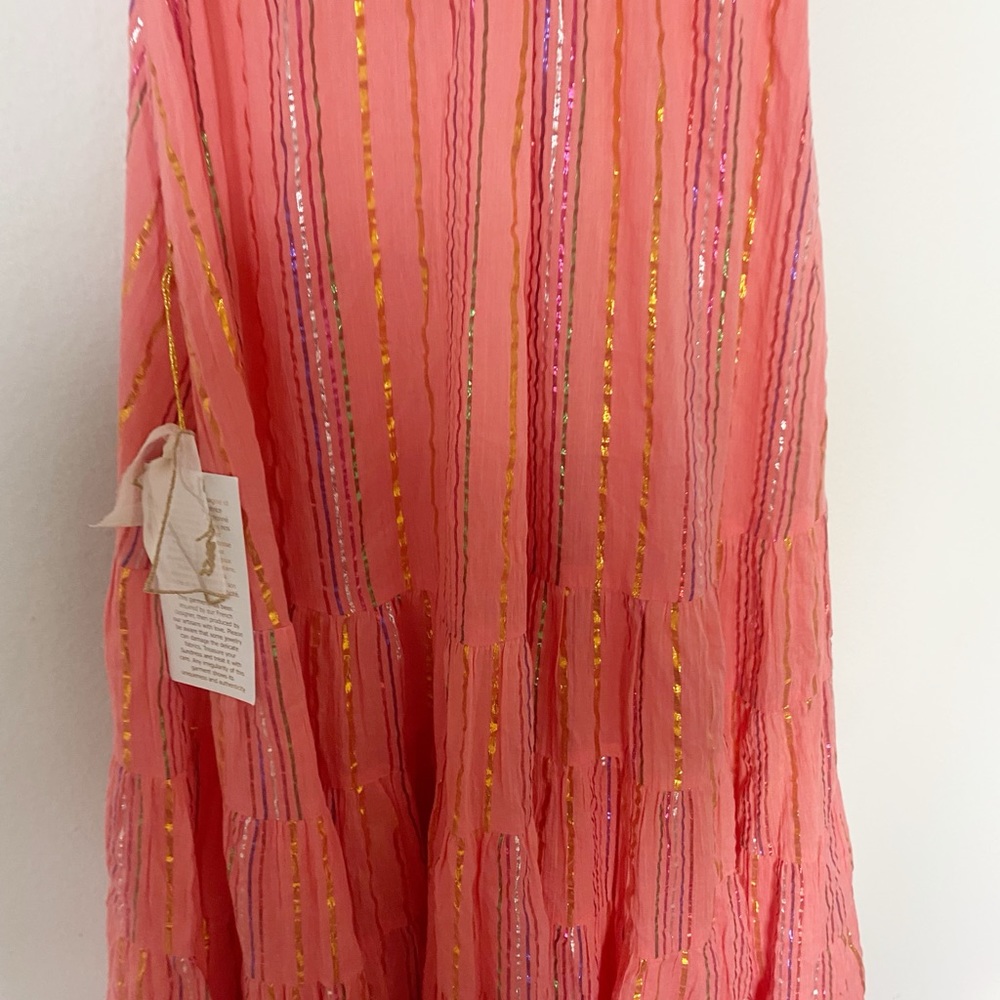 SUNDRESS Suzie Maxi Dress Sao Paolo Rainbow Metallic Stripe Bright Pink XL NWT - Picture 12 of 13